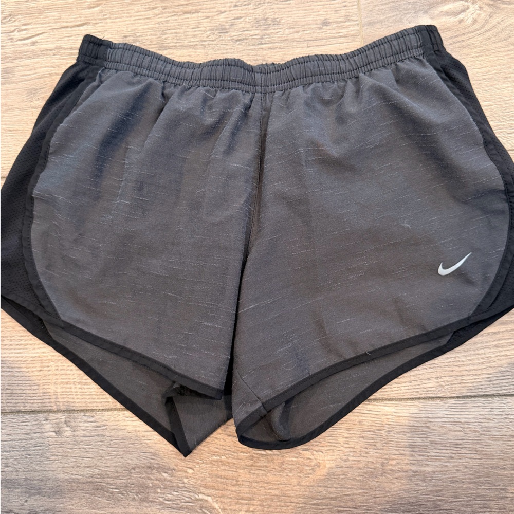 Nike Black Women's Athletic Shorts with Silver Swoosh